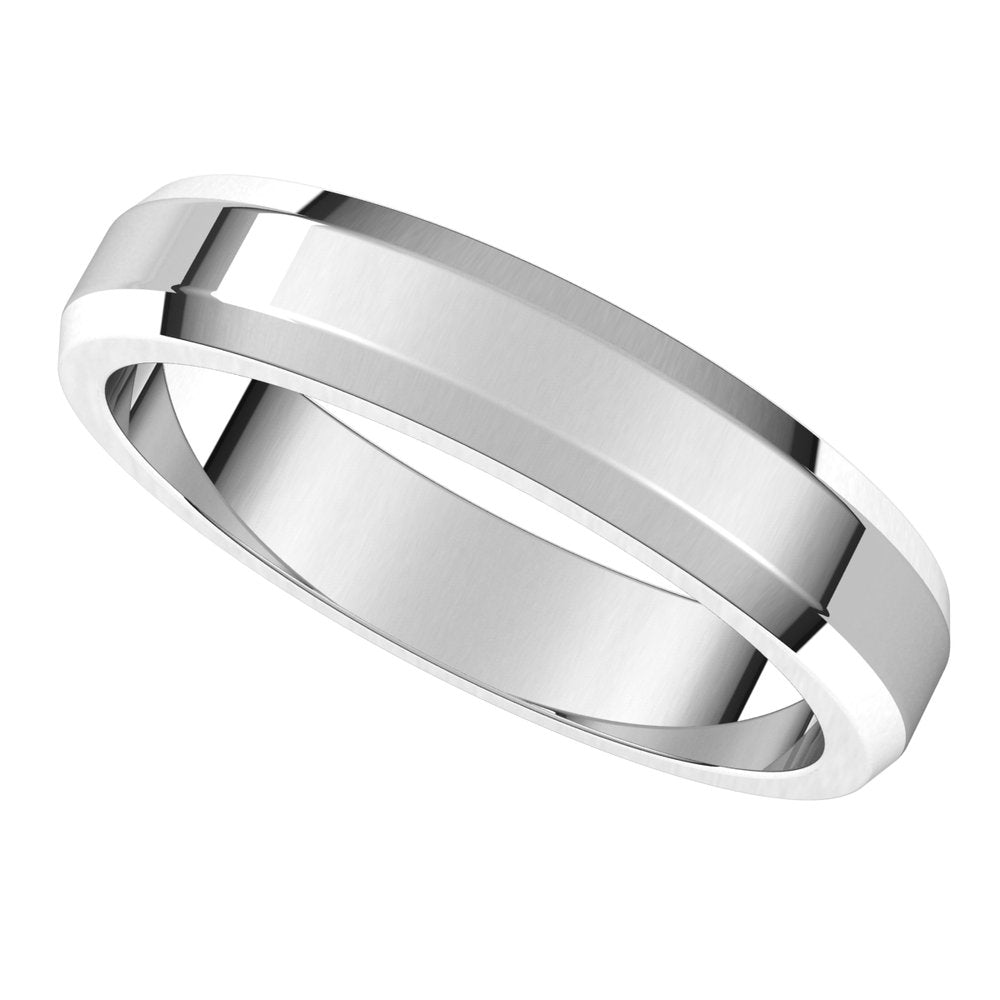 Platinum 4 mm Beveled Edge Light Band Size 5.5