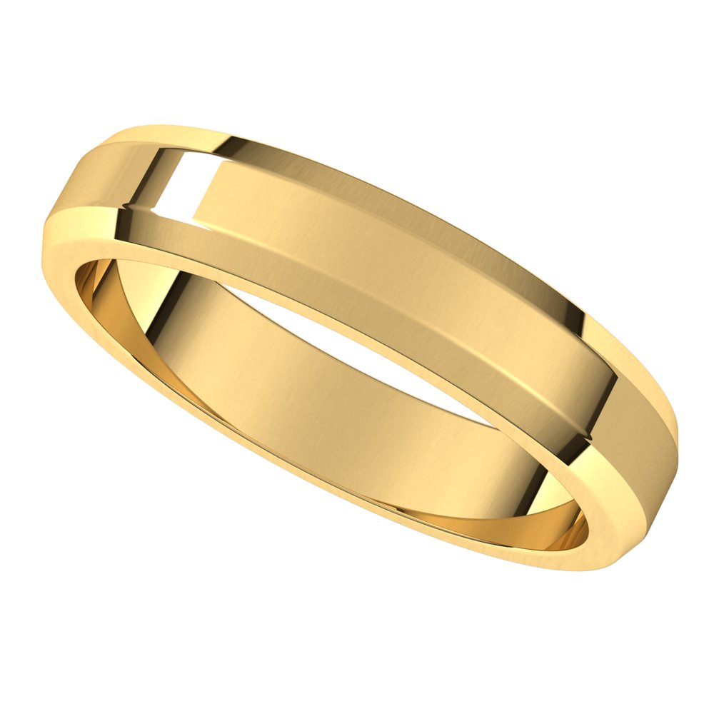 10K Yellow 4 mm Beveled Edge Light Band