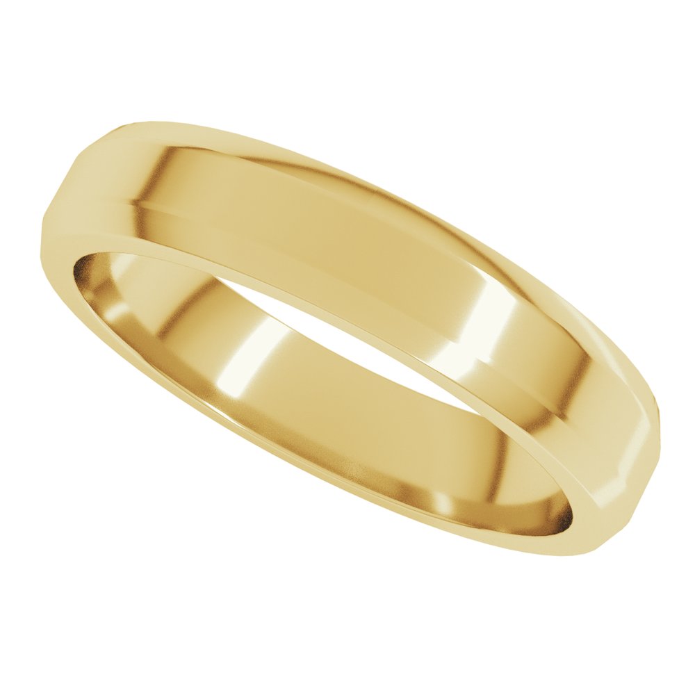 14K Yellow Gold 4 mm Lightweight Beveled-Edge Flat Band Size 6.5