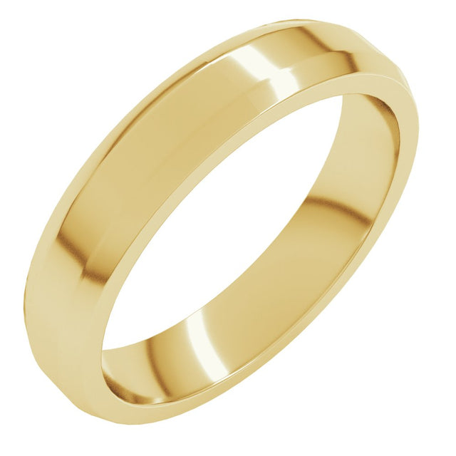 14K Yellow 4 mm Lightweight Beveled-Edge Flat Band Size 6.5