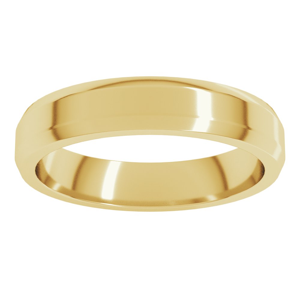 14K Yellow Gold 4 mm Lightweight Beveled-Edge Flat Band Size 6.5