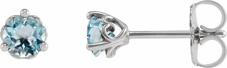 Sterling Silver 3 mm Natural Sky Blue Topaz Earrings