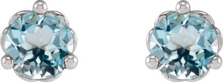 Sterling Silver 3 mm Natural Sky Blue Topaz Earrings