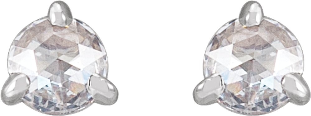 14K White Gold 1/5 CTW Rose-Cut Natural Diamond Stud Earrings