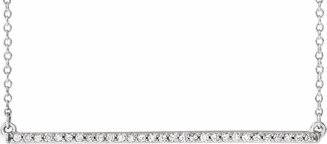 14K White Gold 1/6 CTW Natural Diamond Bar 16-18" Necklace