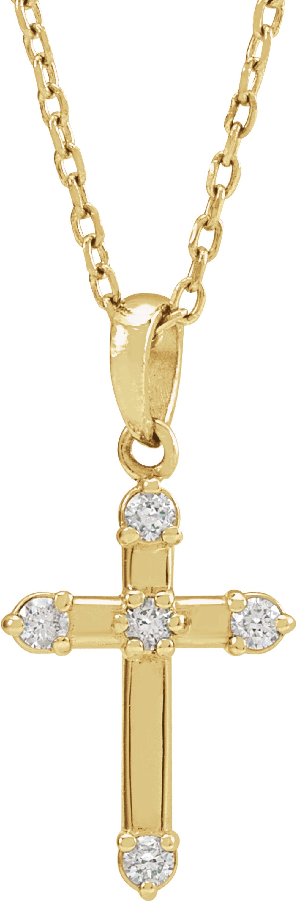 14K Yellow Gold .07 CTW Natural Diamond Cross 16-18" Necklace