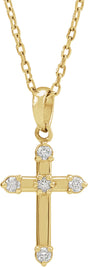 14K Yellow Gold .07 CTW Natural Diamond Cross 16-18" Necklace