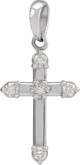 14K White .07 CTW Natural Diamond Cross Pendant