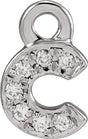 14K White Petite Pavé™ .0175 CTW Natural Diamond Initial C Dangle