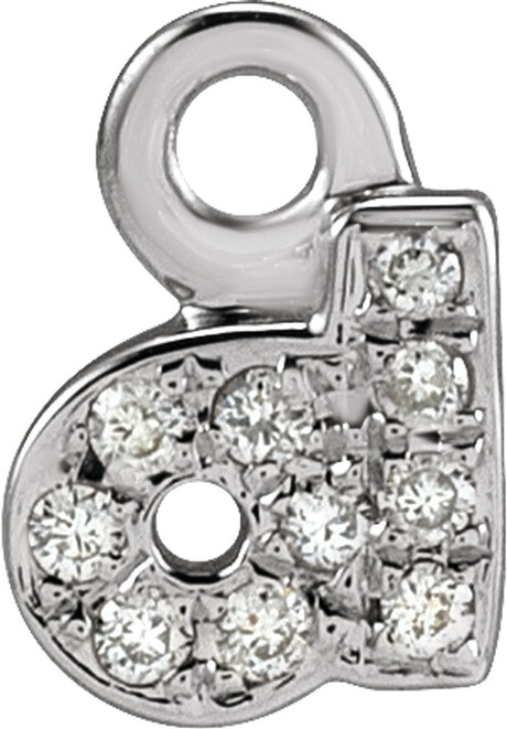 14K White Petite Pavé™ .025 CTW Natural Diamond Initial D Dangle