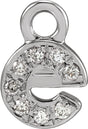 14K White Petite Pavé™ .02 CTW Natural Diamond Initial E Dangle