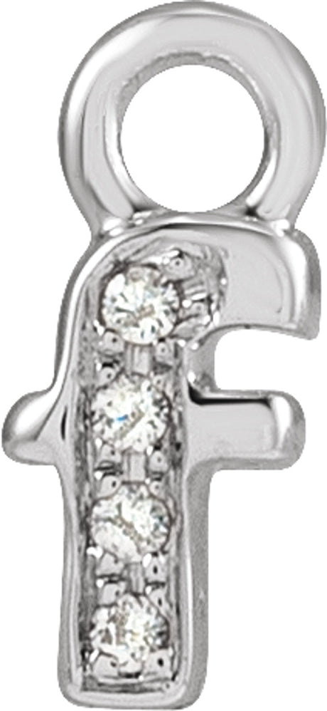 14K White Petite Pavé™ .01 CTW Natural Diamond Initial F Dangle