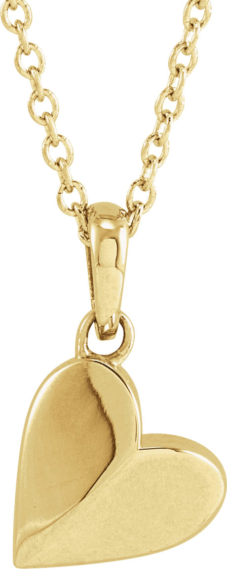 14K Yellow Gold Heart 16-18" Necklace