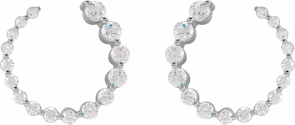 14K White 7/8 CTW Natural Diamond Front-Back Earrings