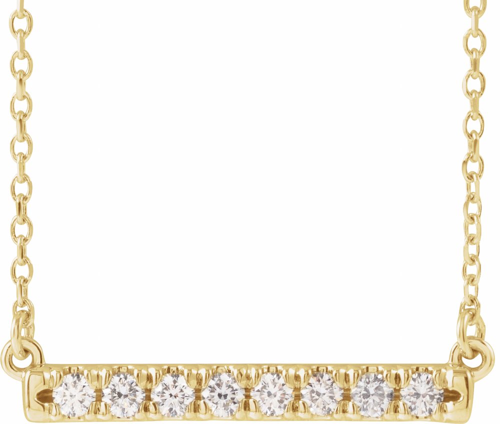 14K Yellow 1/4 CTW Lab-Grown Diamond French-Set Bar 18" Necklace