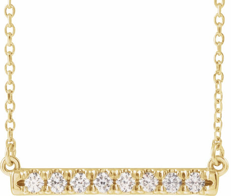 14K Yellow 1/4 CTW Natural Diamond French-Set Bar 18" Necklace