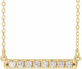 14K Yellow 1/4 CTW Natural Diamond French-Set Bar 18" Necklace