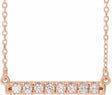 14K Rose 1/4 CTW Natural Diamond French-Set Bar 16" Necklace