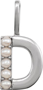 14K White Cultured White Freshwater Pearl Initial D Charm/Pendant