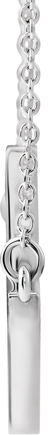 14K White 28x16.2 mm Sideways Cross 16-18" Necklace