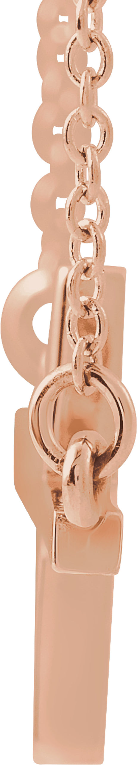 14K Rose Gold 22x11.5 mm Sideways Cross 16-18" Necklace
