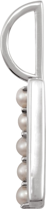 14K White Cultured White Freshwater Pearl Initial D Charm/Pendant