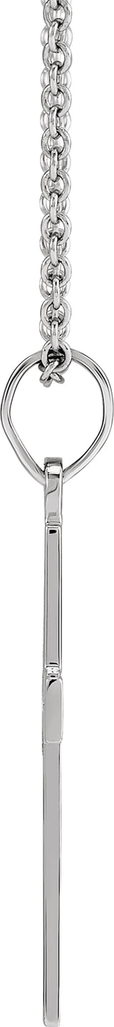 14K White .01 CT Natural Diamond Cross 18" Necklace