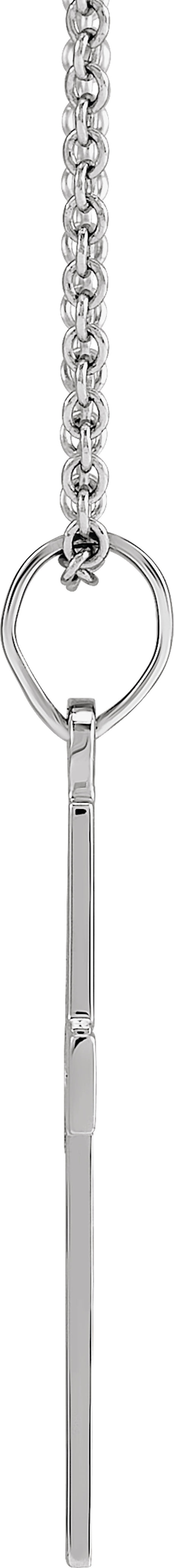 14K White .01 CT Natural Diamond Cross 18" Necklace