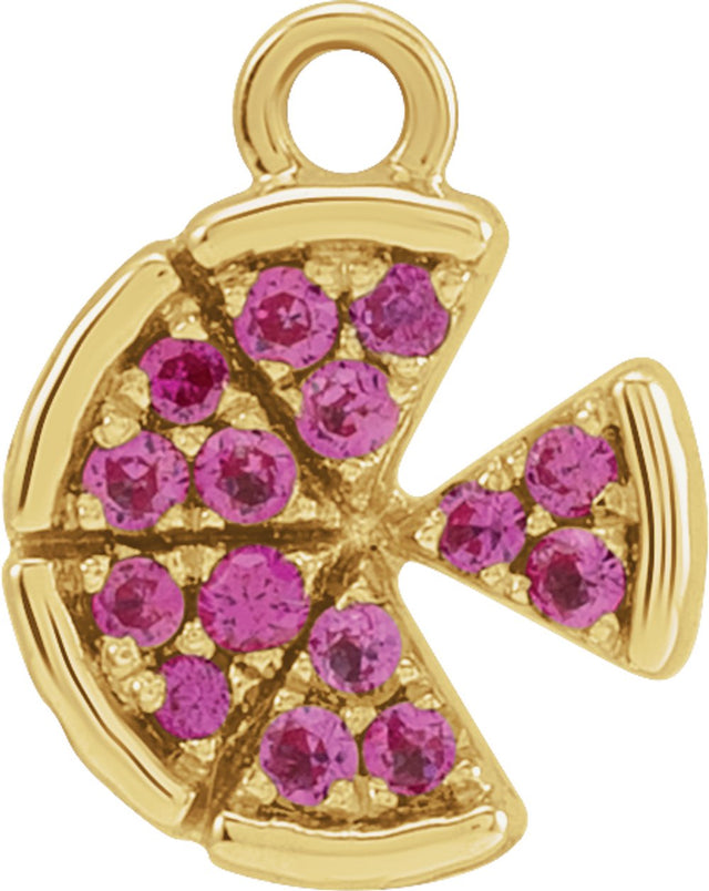 14K Yellow Petite Pavé™ Natural Ruby Pizza Dangle