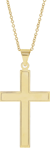 14K Yellow 39x25 mm Cross 18" Necklace