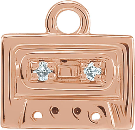 14K Rose Petite Pavé™ .01 CTW Natural Diamond Radio Cassette Dangle