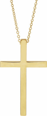 14K Yellow Gold 29.5x18.2 mm Cross 18" Necklace