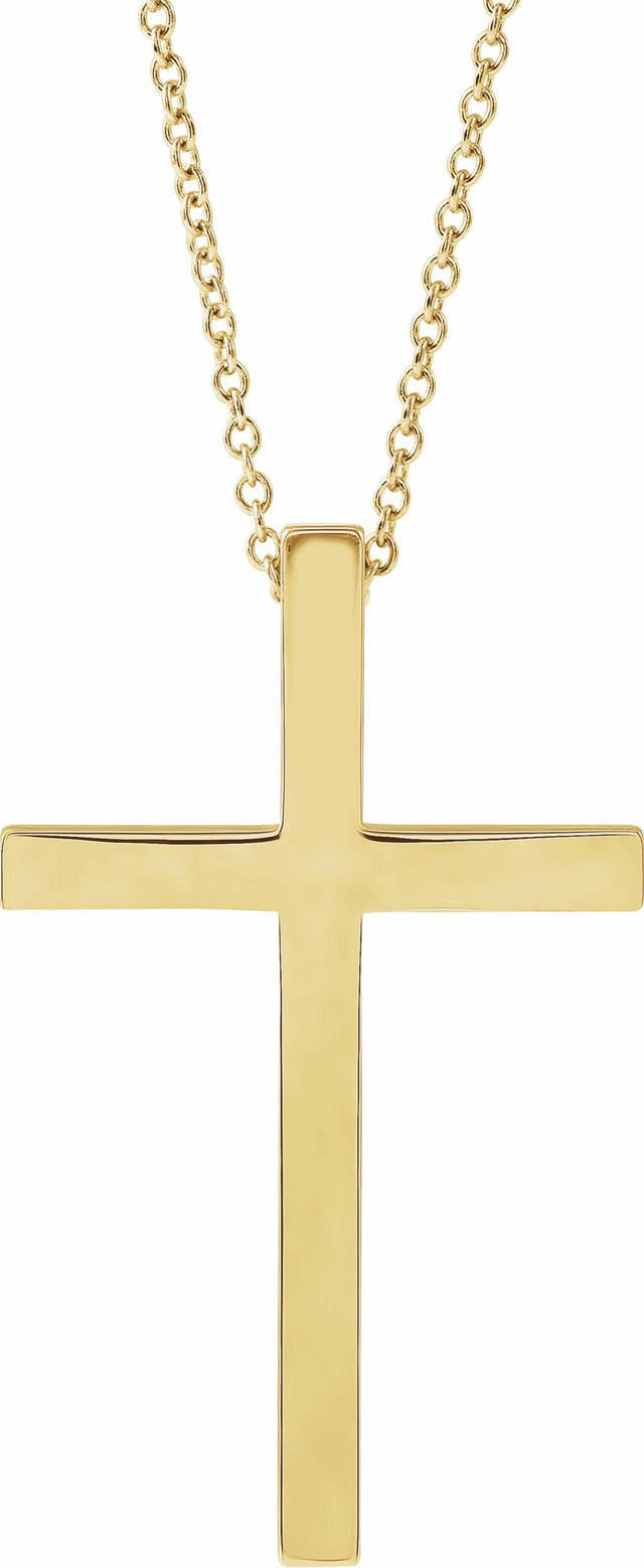 14K Yellow Gold 29.5x18.2 mm Cross 18" Necklace