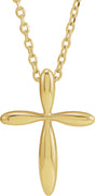 14K Yellow Gold 14.65x11.2 mm Cross 16-18" Necklace