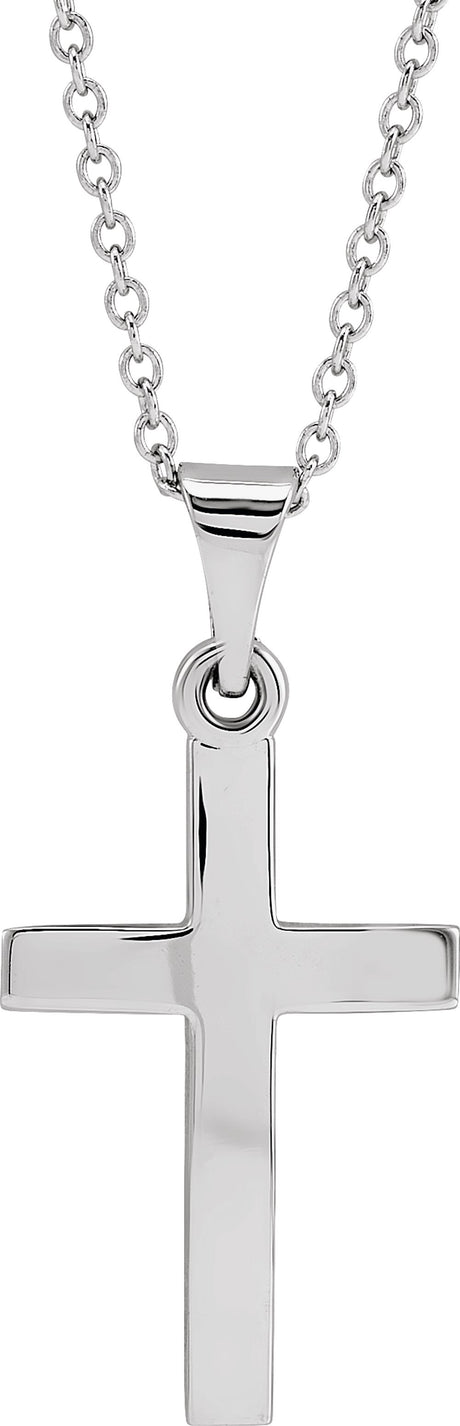 14K White Gold Cross 18" Necklace  