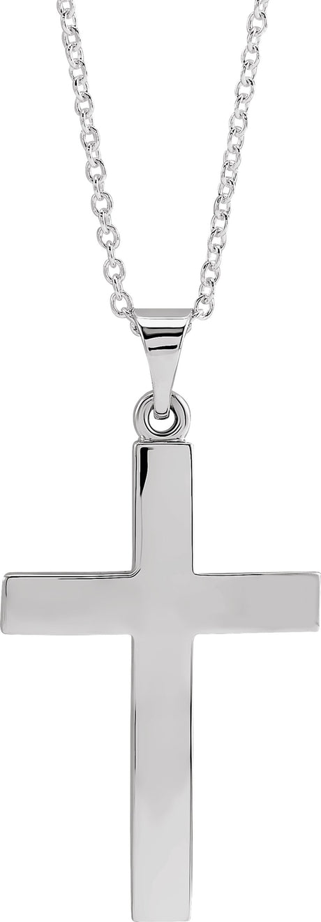 14K White Gold Cross 18" Necklace
