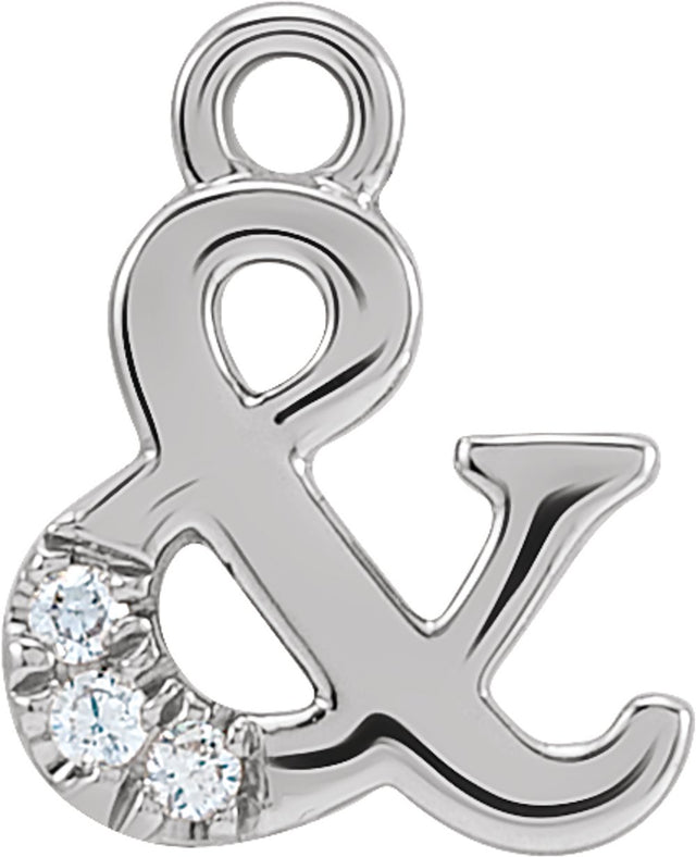 14K White Petite Pavé™ .01 CTW Natural Diamond Ampersand Dangle