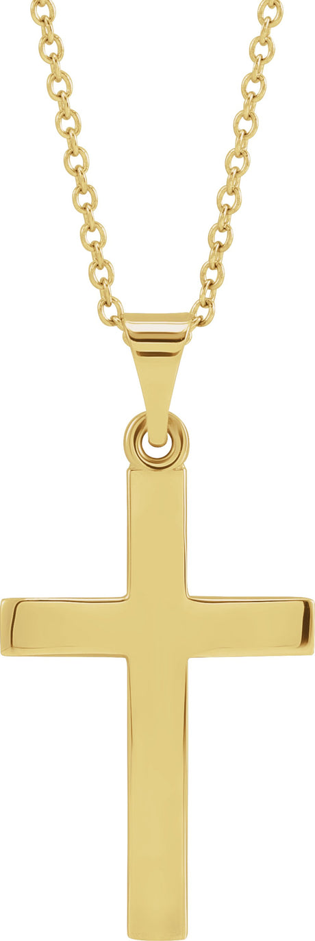 14K Yellow Gold Cross 18" Necklace  