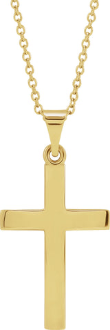 14K Yellow Gold Cross 18" Necklace  