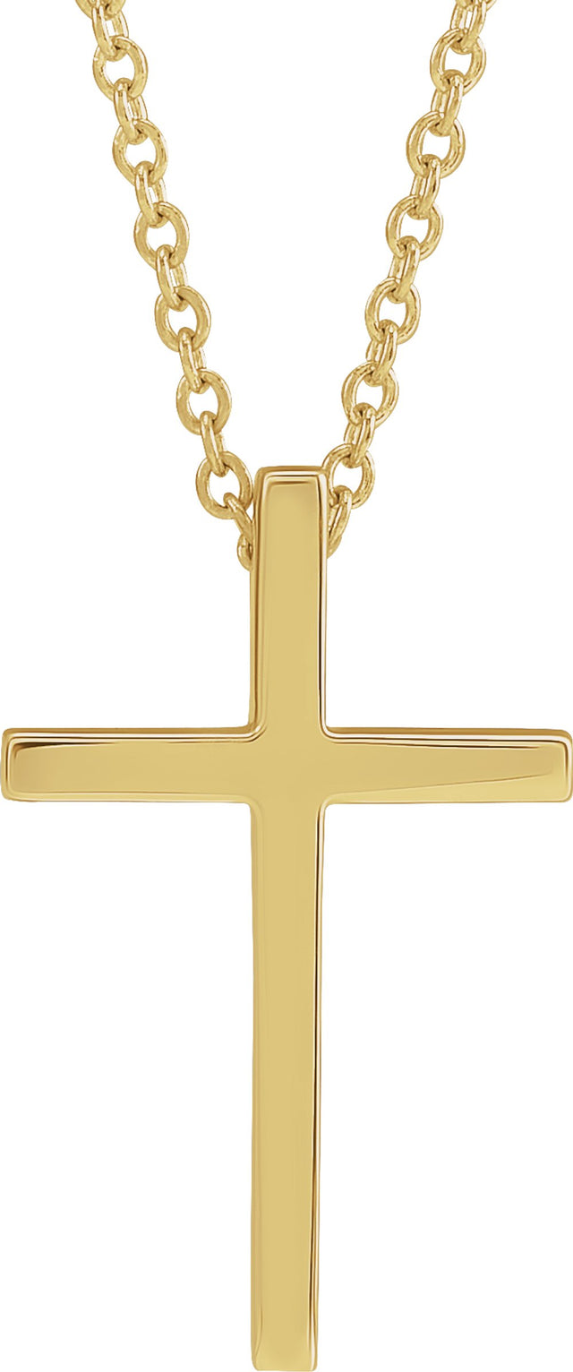 14K Yellow Gold 17.4x11.1 mm Cross 18" Necklace