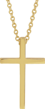 14K Yellow Gold 12x7.6 mm Cross 18" Necklace