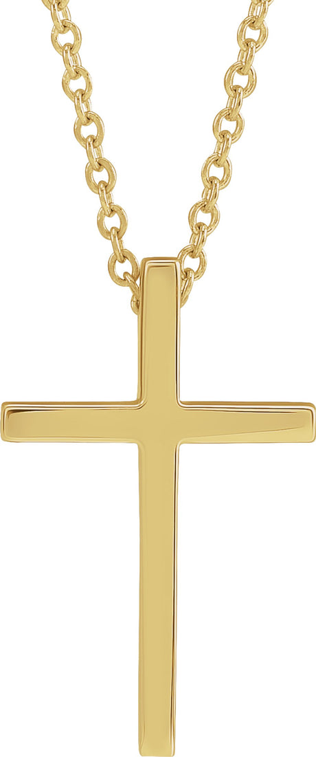 14K Yellow Gold 12x7.6 mm Cross 18" Necklace