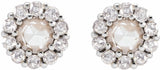 14K White 1/3 CTW Rose-Cut Natural Diamond Halo-Style Earrings