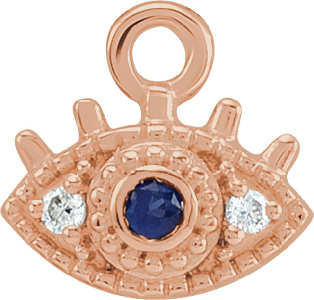 14K Rose Petite Pavé™ Natural Blue Sapphire & .01 CTW Natural Diamond Evil Eye Dangle