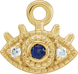 14K Yellow Petite Pavé™ Natural Blue Sapphire & .01 CTW Natural Diamond Evil Eye Dangle