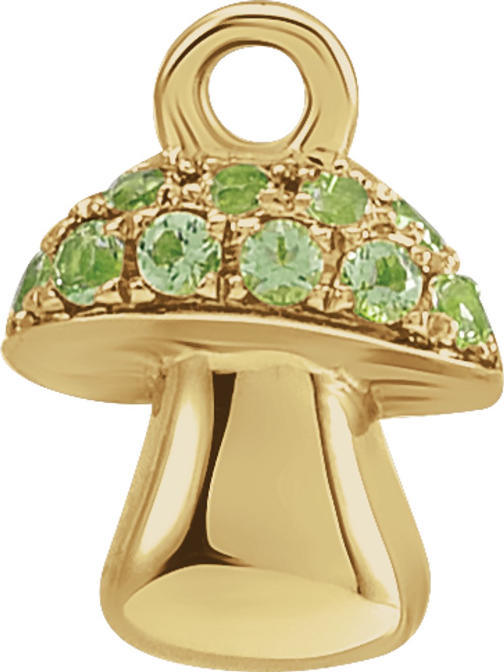 14K Yellow Petite Pavé™ Natural Peridot Mushroom Dangle