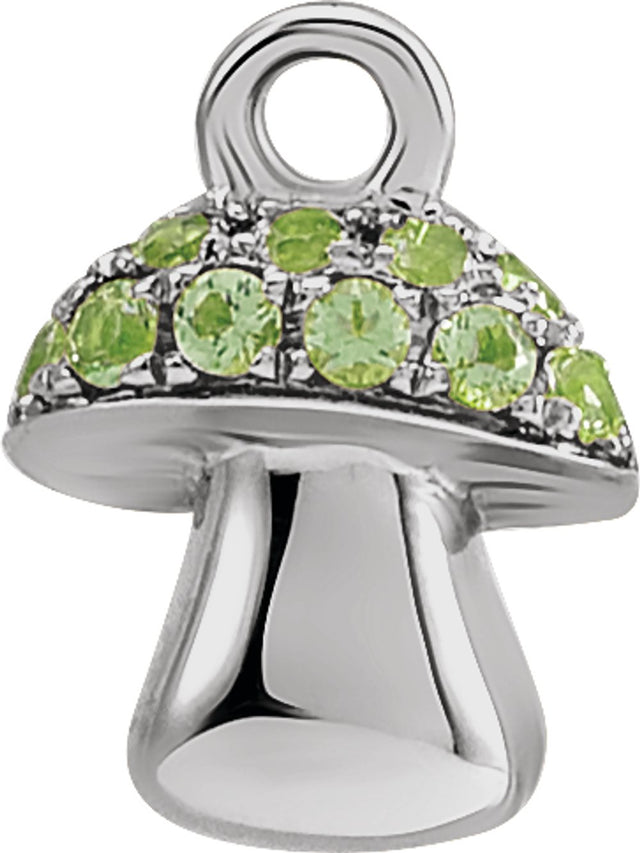 14K White Petite Pavé™ Natural Peridot Mushroom Dangle