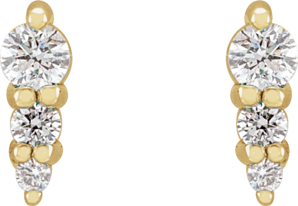 14K Yellow Gold .08 CTW Natural Diamond Graduated Bar Earrings