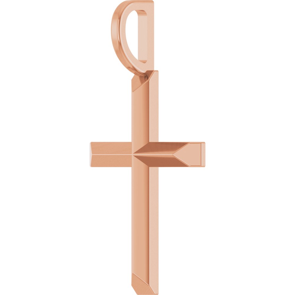 14K Rose Knife-Edge Cross Pendant