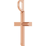14K Rose Gold Knife-Edge Cross Charm/Pendant